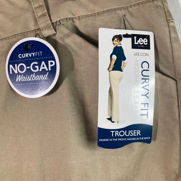 Womens Lee Modern Curvy Fit Trouser Khaki No‎ Gap Waist Band Tan 18 Short NWT - Picture 9 of 11